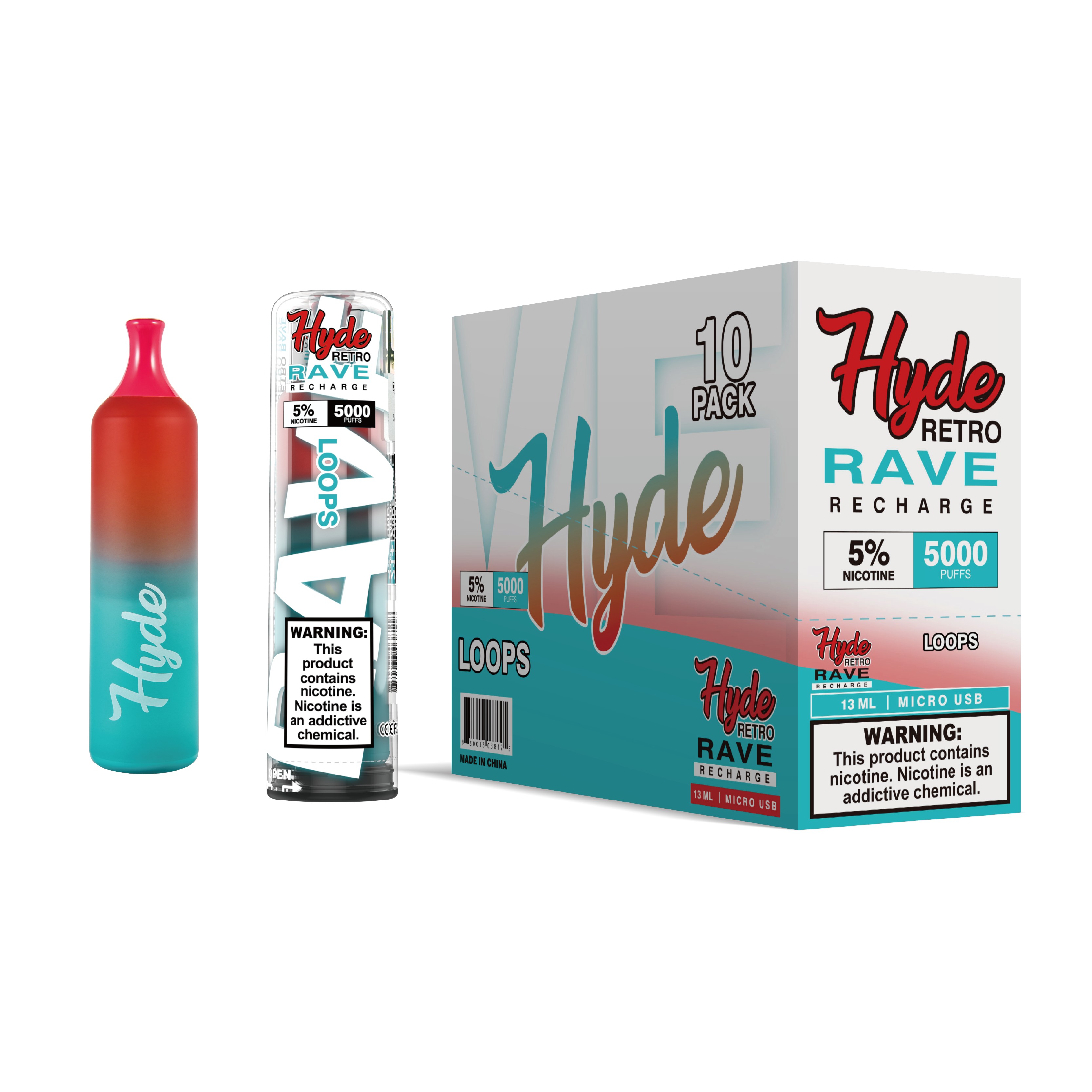 Hyde Retro RAVE Recharge 5000 Puffs, hyde disposable